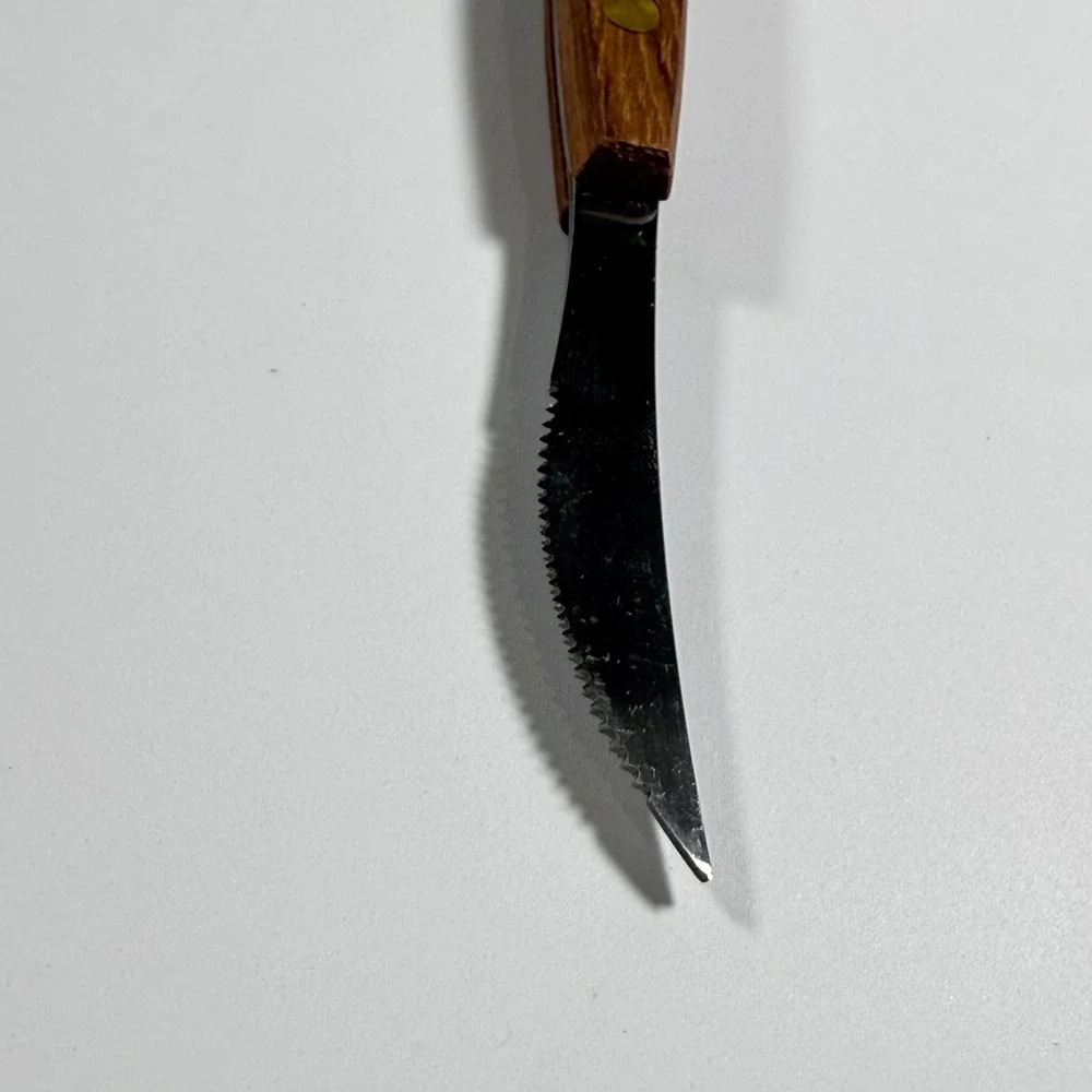VTG Norpro Dual Sided Grapefruit Knife Kitchen Wood Handle Stainless Steel Brown